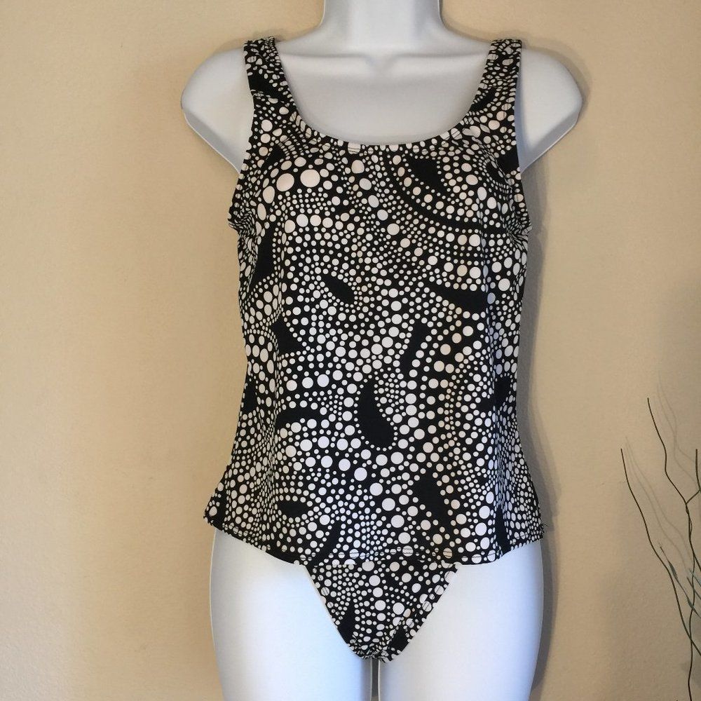Islander 2 Pc Swim Suit Black & White Print Tankini 8